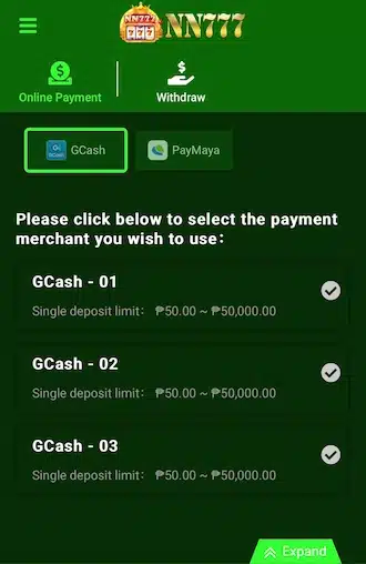 Step 2: Members please select GCash as the method.