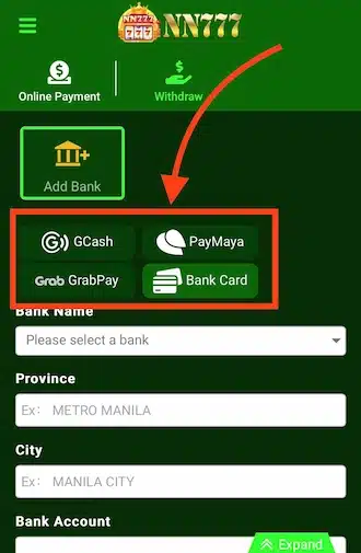 Step 1: select one of the account types you want to add.